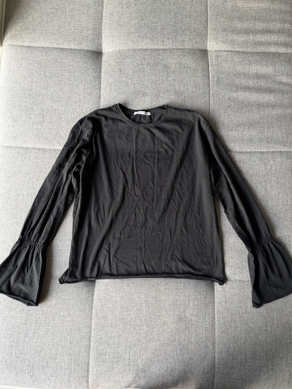 Zara Black Long-Sleeve Top with Ruffle Sleeves